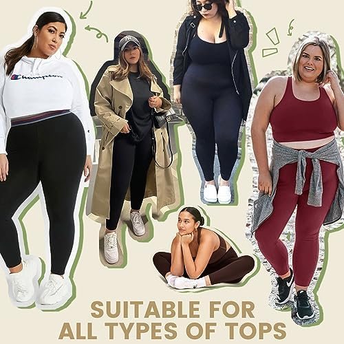 3 Pack Plus Size Leggings with Pockets for Women - Black High Waisted Tummy Control Soft Yoga Pants for Gym Workout