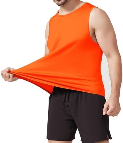 Men's Mesh Tank Top Shirt Quick Drying Sleeveless Shirts Fitted Muscle Tank Tops Sport Round Neck T-Shirt