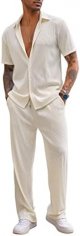 Men's 2 Piece Outfit Casual Short Sleeve Button Down Shirt Beach Summer Loose Pant Sets