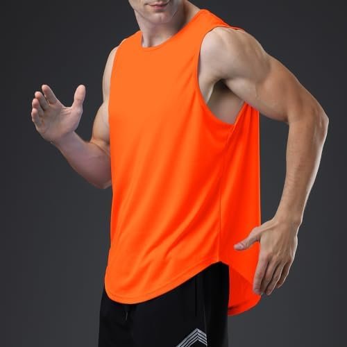 Men's Mesh Tank Top Shirt Quick Drying Sleeveless Shirts Fitted Muscle Tank Tops Sport Round Neck T-Shirt