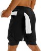 Mens 2 in 1 Gym Running Shorts 7 inch Athletic Workout Clothes for Men Quick-Dry Shorts with Zipper Pockets