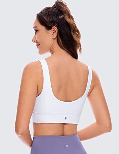 Womens U Back Sports Bra - Scoop Neck Padded Low Impact Yoga Bra Workout Crop Top with Built in Bra