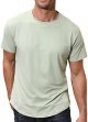 Men's Short Sleeve Workout Shirts Quick Dry Athletic Gym Slim Fit Cotton Crewneck Shirts