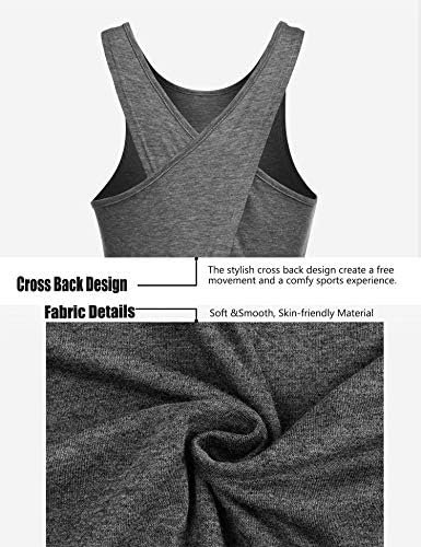 Open Back Workout Top Backless Yoga Shirts Tie Back Workout Tank Activewear Shirts Exercise Yoga Tank Tops (1-3Pack)