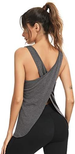 Open Back Workout Top Backless Yoga Shirts Tie Back Workout Tank Activewear Shirts Exercise Yoga Tank Tops (1-3Pack)