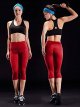 Women's Tummy Control High Waist Capri Running Leggings Yoga Pants with Pocket