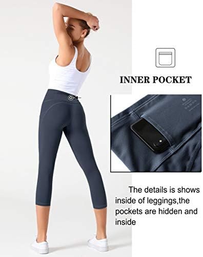 Fit High Waist Yoga Leggings with 3 Pockets,Tummy Control Workout Running 4 Way Stretch Yoga Pants