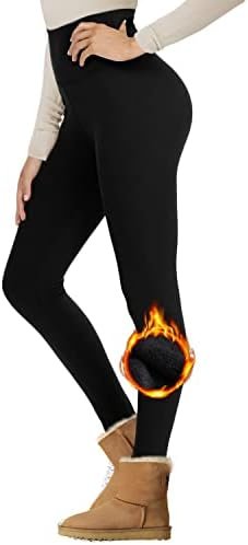 Fleece Lined Leggings Women - High Waisted Winter Yoga Pants Tummy Control Soft Thermal Warm for Hiking Workout