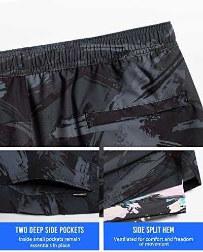 Mens 5" Gym Running Shorts for Men 2 in 1 Quick Dry Workout Athletic Shorts