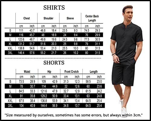 Men's 2 Pieces Linen Set Casual Shirts Short Sleeve Beach Yoga Shorts Summer Pants Outfits