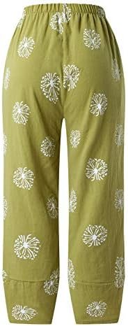 Cotton Linen Casual Summer Capri Pants for Women Cropped Comfy Trousers Lounge Pants