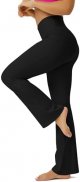 Flare Leggings for Women, Flared Leggings with Pockets Crossover High Waist Bell Bootcut Leggings Yoga Pants High Waisted