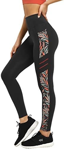 Printed Workout Leggings for Women High Waisted Yoga Pants with 2 Pockets Non See-Through Tummy Control