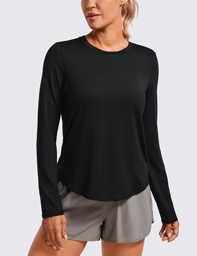 Lightweight Long Sleeve Workout Shirts for Women Running UPF 50+ Sun Shirt High Neck Athletic Training Tops