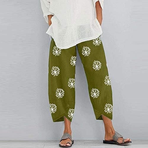 Cotton Linen Casual Summer Capri Pants for Women Cropped Comfy Trousers Lounge Pants