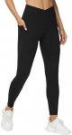 Women's V Cross Waist Workout Leggings Tummy Control Running Yoga Pants with Pockets