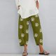 Cotton Linen Casual Summer Capri Pants for Women Cropped Comfy Trousers Lounge Pants