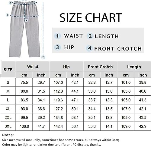 Men's Cotton Sweatpants Open Bottom Lounge Pants Lightweight Casual Jogger Pants with Pockets