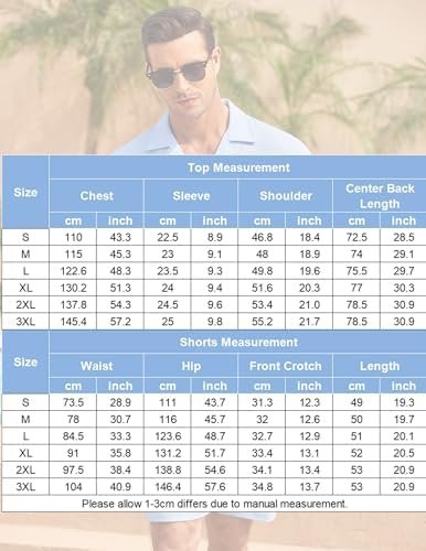 Men's 2 Pieces Casual Beach Outfits Short Sleeve Button Down Shirts Summer Short Set