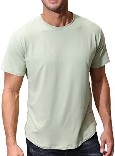 Men's Short Sleeve Workout Shirts Quick Dry Athletic Gym Slim Fit Cotton Crewneck Shirts