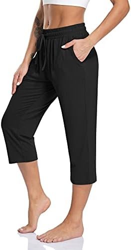 Women's Capri Yoga Pants Loose Soft Drawstring Workout Sweatpants Causal Lounge Pants with Pockets