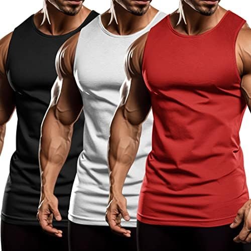 Men's 3 Pack Workout Tank Tops Sleeveless Gym Shirts Bodybuilding Fitness Muscle Tee Shirts