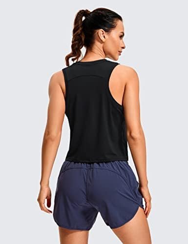 Women's Lightweight Tank Top High Neck Cropped Tank Tops Sleeveless Workout Running Shirts