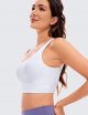 Womens U Back Sports Bra - Scoop Neck Padded Low Impact Yoga Bra Workout Crop Top with Built in Bra