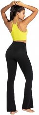 Flare Leggings, Crossover Yoga Pants with Tummy Control, High-Waisted and Wide Leg