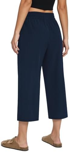 Women's 21" 30" Wide Leg Pants Capris Athletic Casual with Pockets Drawstring Quick Dry Walking Workout UPF50+