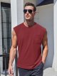 Mens Sleeveless Tank Tops Workout Cut Off Shirts Muscle Gym T Shirts with Pocket